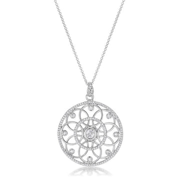 1.4 Ct Pendant Necklace with Interlocking Circles and CZ